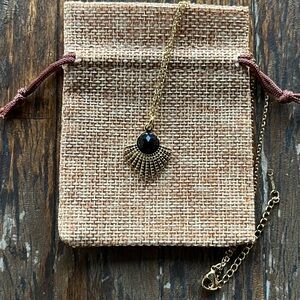 Black Onyx Sun Shaped Pendant Onyx Necklace Minimalist Crystal Necklace